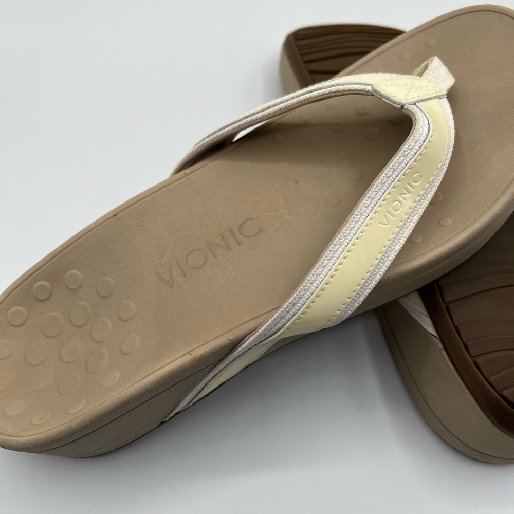 Vionic High Tide Platform Flip Flops Metallic Ivo… - image 7
